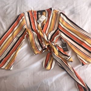 Forever 21 Striped Wrap Top BNWT